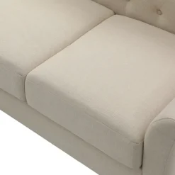 Sofas & Loveseats-Kirkland's Home Beige Upholstered Button Tufted Loveseat Tan
