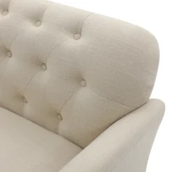 Sofas & Loveseats-Kirkland's Home Beige Upholstered Button Tufted Loveseat Tan