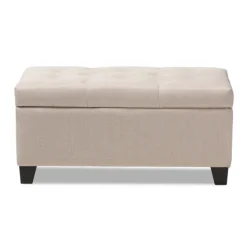 Benches & Ottomans-Kirkland's Home Beige Upholstered Storage Ottoman Tan