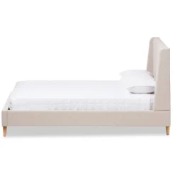 Beds & Headboards-Kirkland's Home Beige Upholstered Wingback Queen Platform Bed Ivory