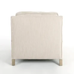 Accent Chairs-Kirkland's Home Beige Upholstered Wood Arm Accent Chair Tan