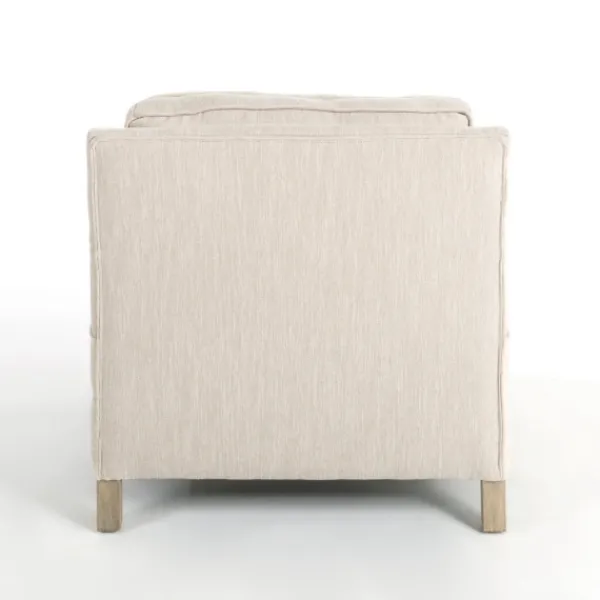 Accent Chairs-Kirkland's Home Beige Upholstered Wood Arm Accent Chair Tan