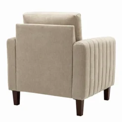 Accent Chairs-Kirkland's Home Beige Velvet Channel Stitch Accent Chair Tan