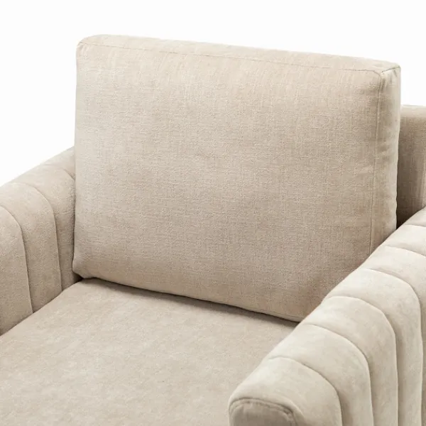 Accent Chairs-Kirkland's Home Beige Velvet Channel Stitch Accent Chair Tan