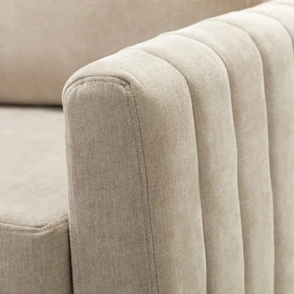 Accent Chairs-Kirkland's Home Beige Velvet Channel Stitch Accent Chair Tan