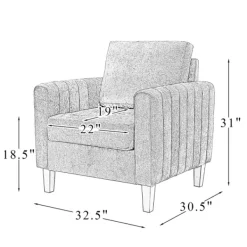 Accent Chairs-Kirkland's Home Beige Velvet Channel Stitch Accent Chair Tan