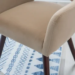 Dining Chairs-Kirkland's Home Beige Velvet Curved Open Back Dining Chair Tan