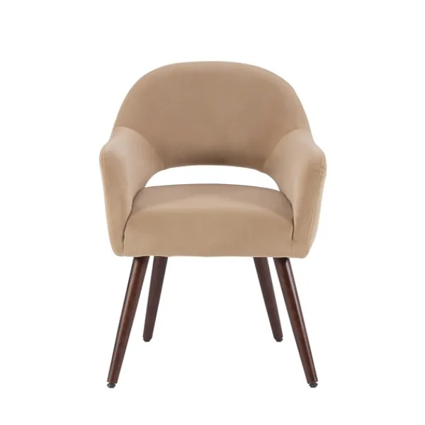 Dining Chairs-Kirkland's Home Beige Velvet Curved Open Back Dining Chair Tan