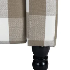 Accent Chairs-Kirkland's Home Beige Windowpane Plaid Recliner Tan/White
