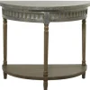 Console Tables-Kirkland's Home Beige Wood And Metal Half Moon Console Table Tan