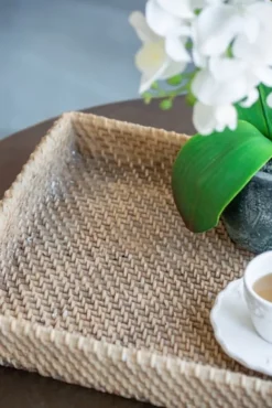 Decorative Trays-Kirkland's Home Beige Woven Cement Tray Tan