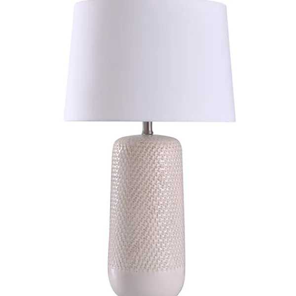Table Lamps-Kirkland's Home Beige Woven Ceramic Wicker Table Lamp Ivory