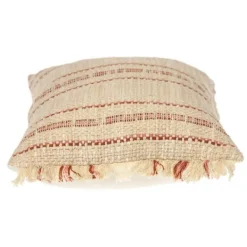 Pillows-Kirkland's Home Beige Woven Red Stripes Lumbar Pillow Tan