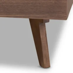 Beds & Headboards-Kirkland's Home Benjamin Walnut Tapered Leg King Bed Frame Brown