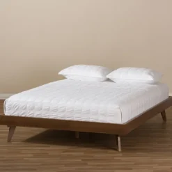 Beds & Headboards-Kirkland's Home Benjamin Walnut Tapered Leg King Bed Frame Brown