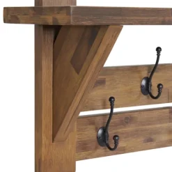Hooks-Kirkland's Home Beth Acacia Wood Wall Shelf With Hooks