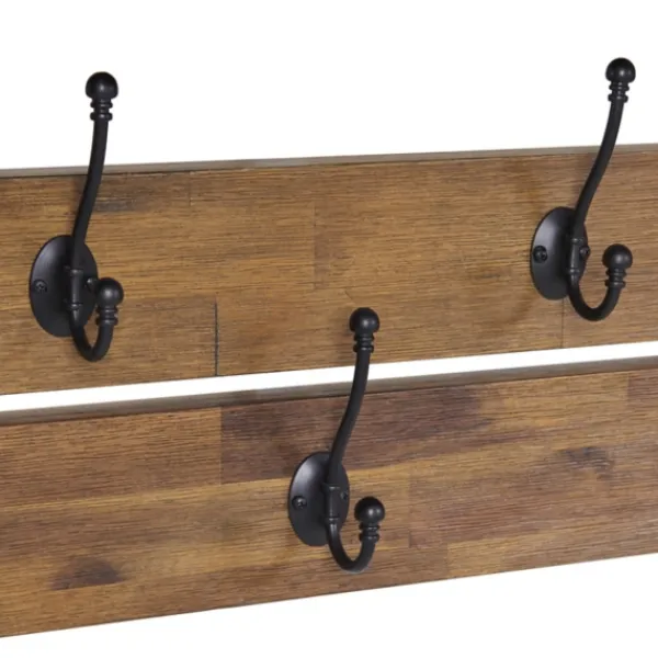 Hooks-Kirkland's Home Beth Acacia Wood Wall Shelf With Hooks