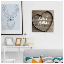 Wall Quotes & Signs-Kirkland's Home Better Together Metal And Wood Plank Wall Plaque Brown/Silver