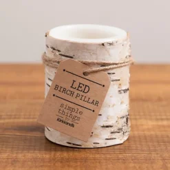 Flameless Candles-Kirkland's Home Birch Bark Led Pillar Candle, 4 In. Brown