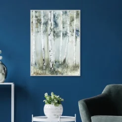 Framed Art-Kirkland's Home Birch Blue Forest Framed Canvas Art Print White/Blue/Green