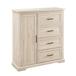Dressers & Chests-Kirkland's Home Birch Grooved 4-Drawer Dresser With Wardrobe Tan