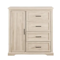 Dressers & Chests-Kirkland's Home Birch Grooved 4-Drawer Dresser With Wardrobe Tan