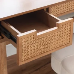 Office Furniture-Kirkland's Home Birch Wood And Rattan Desk