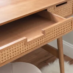 Office Furniture-Kirkland's Home Birch Wood And Rattan Desk