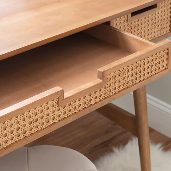 Office Furniture-Kirkland's Home Birch Wood And Rattan Desk