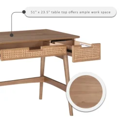 Office Furniture-Kirkland's Home Birch Wood And Rattan Desk