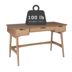 Office Furniture-Kirkland's Home Birch Wood And Rattan Desk