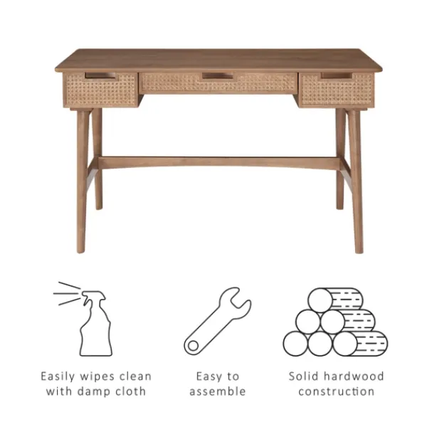 Office Furniture-Kirkland's Home Birch Wood And Rattan Desk