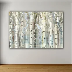 Canvas Art-Kirkland's Home Birch Wood Meadow Giclee Canvas Art Print Gray/Blue
