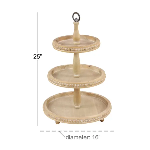 Decorative Trays-Kirkland's Home Birch Wood 3-Tiered Tray Tan