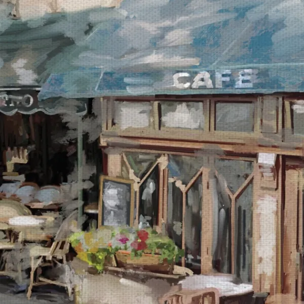 Canvas Art-Kirkland's Home Bistro De Paris I Canvas Art Print Blue/Ivory