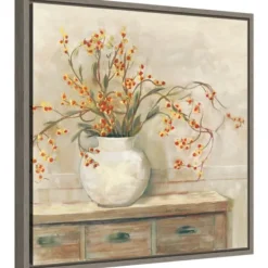 Canvas Art-Kirkland's Home Bittersweet Bouquet Framed Canvas Art Print Tan