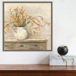 Canvas Art-Kirkland's Home Bittersweet Bouquet Framed Canvas Art Print Tan
