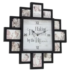Clocks-Kirkland's Home Black 12 Photo Frame Collage Clock