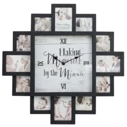 Clocks-Kirkland's Home Black 12 Photo Frame Collage Clock
