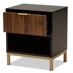 Nightstands-Kirkland's Home Black And Brown Single Drawer Nightstand Black/Brown