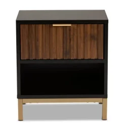 Nightstands-Kirkland's Home Black And Brown Single Drawer Nightstand Black/Brown