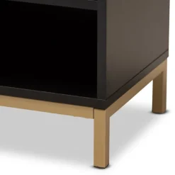 Nightstands-Kirkland's Home Black And Brown Single Drawer Nightstand Black/Brown