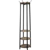 Entryway Furniture-Kirkland's Home Black And Brown Wood And Metal Shelf Coat Rack