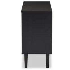 Cabinets & Sideboards-Kirkland's Home Black And Brown Wood Open Shelf Cabinet