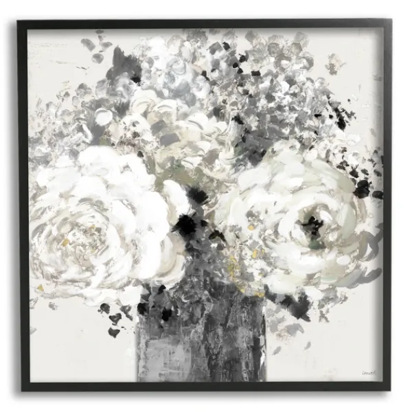 Canvas Art-Kirkland's Home Black And Cream Abstract Floral Canvas Art Print Black/Ivory