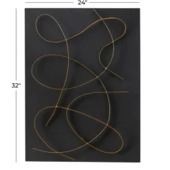 Wall Plaques-Kirkland's Home Black And Gold Abstract Wall Plaque Black/Gold