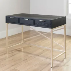 Office Furniture-Kirkland's Home Black And Gold Blake Desk