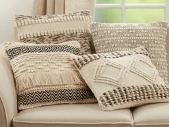 Pillows-Kirkland's Home Black And Ivory Moroccan Textured Pillow Ivory/Black