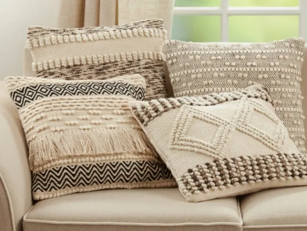 Pillows-Kirkland's Home Black And Ivory Moroccan Textured Pillow Ivory/Black