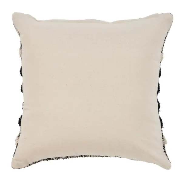 Pillows-Kirkland's Home Black And Metallic Fringe Textured Pillow Black/Ivory/Silver